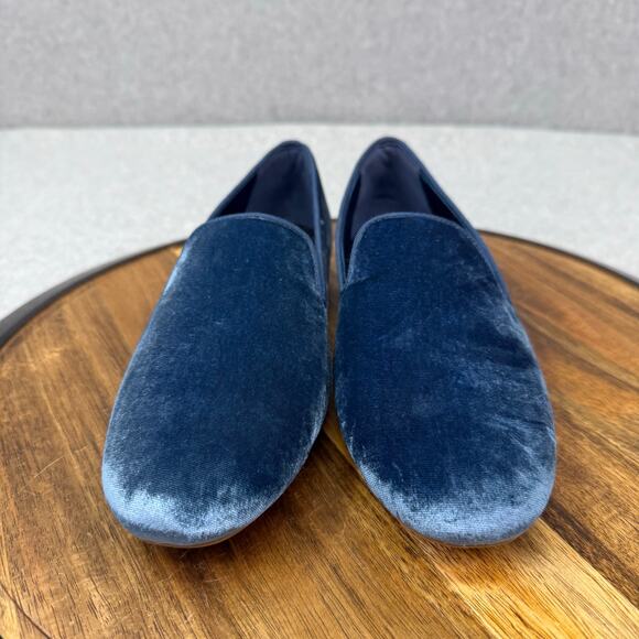 Birdies Flats Women's 9 The Starling Ocean Blue Velvet Slip On Shoes - Picture 2 of 6